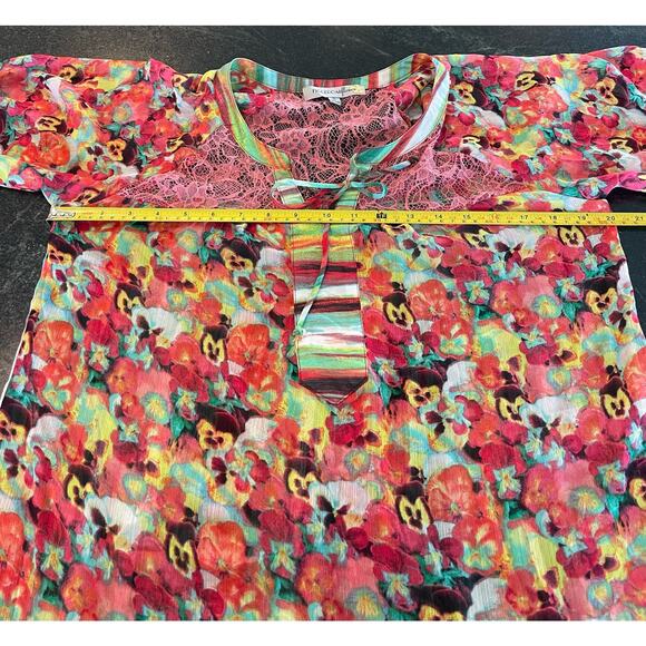 Figueroa & Flower sheer  floral and lace blouse SM - Picture 9 of 11